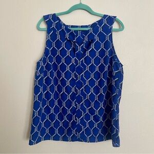 Preston & York Blue Geometric Sleeveless Top